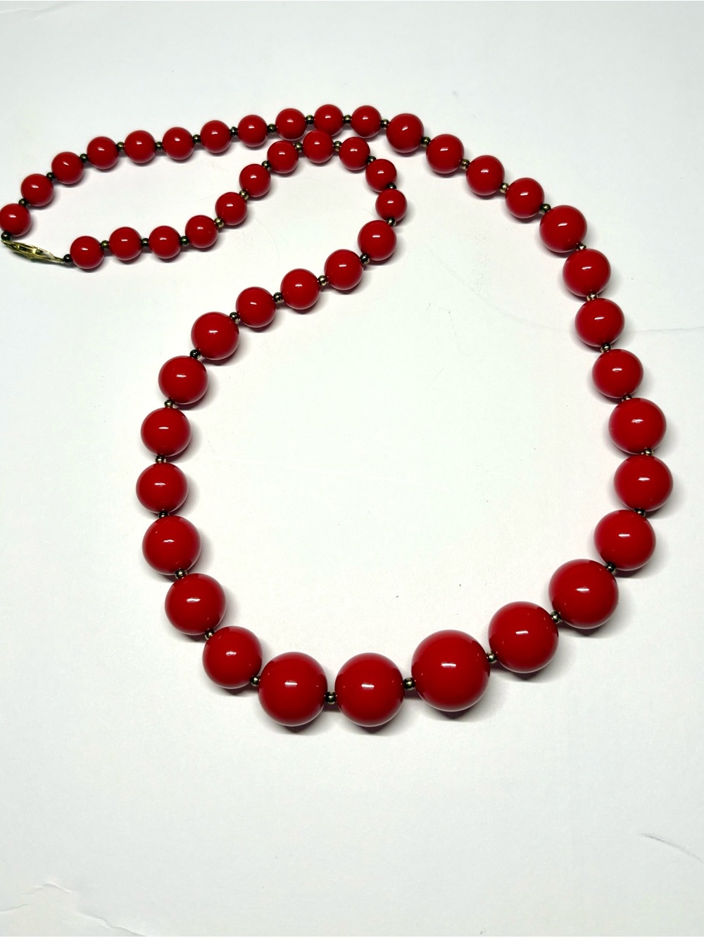 Vintage Red Beaded Statement Necklace 12” Classic Ladies Necklace MCM Jewelry